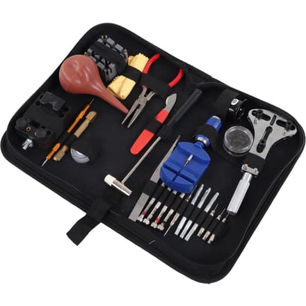 Kit de réparation de montres Kit d'outils de remplacement de batterie Kit d'outils de retrait de maillons de montre Ouvre-boîtier black