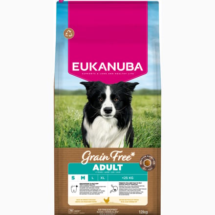 Eukanuba Grain Free Adult Small / Medium Breed Kip Hondenvoer - Dubbelpak: 2 x 12 kg
