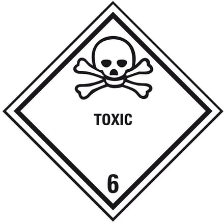ADR klasse 6.1 sticker giftig met tekst 250 x 250 mm