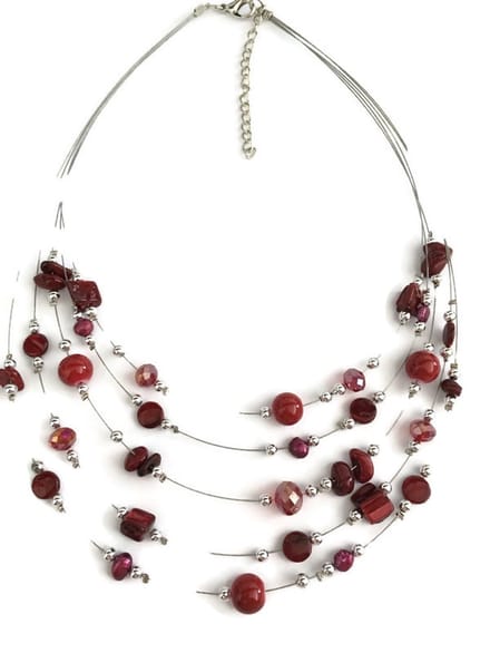Petra's Sieradenwereld - Ketting laagjes rood