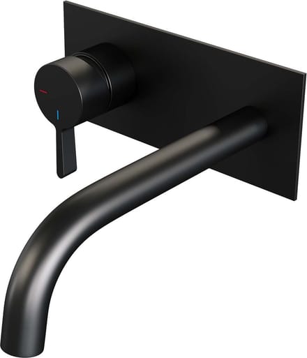 Brauer Black Edition inbouw wastafelmengkraan met gebogen uitloop en afdekplaat model E2 mat zwart