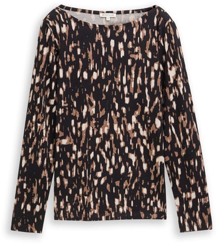 Tom Tailor - Shirt met lange mouwen en patroon - Maat S - brown sparkle design