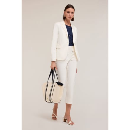 Motivi Single-breasted Blazer In Technical Cotton White Taglia: 40 | Blazers Outlet | Donna | Bianco