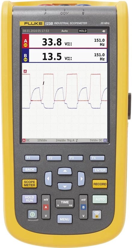 Fluke 123B/EU Handoscilloscoop 20 MHz 2-kanaals 4 GSa/s 400 kpts Multimeterfuncties 1 stuk(s)