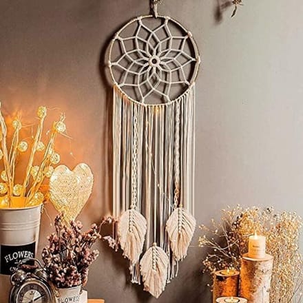 PromoHome Macramé Dromenvanger - Handgemaakte Wanddecoratie met Kwastjes