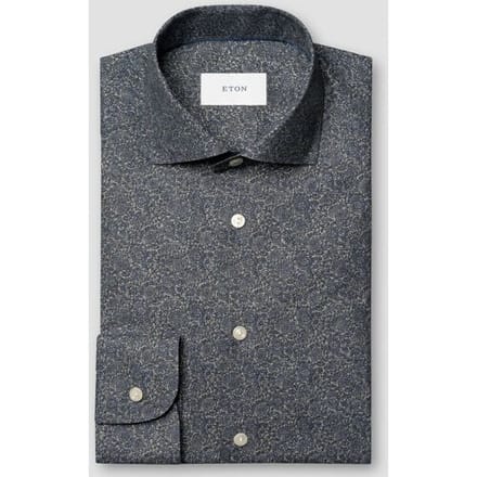 Eton Overhemd Tonal Ornamental Pattern Signature Twill Navy / male