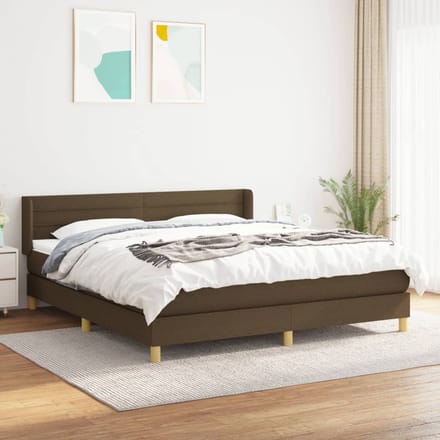 vidaXL - Boxspring - met - matras - stof - donkerbruin - 180x200 - cm