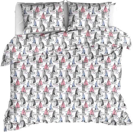 Moodit Dekbedovertrek Odil Regatta Mix - 200 x 200/220 + 2x 60 x 70 cm - Wit - Katoen