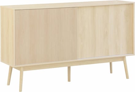 sweeek - Dressoir 2 schuifdeuren houtdecor deels gegroefd 150cm - linear