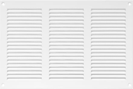 Stalen ventilatierooster met insectenbescherming voor HVAC – 30 x 20 cm, wit