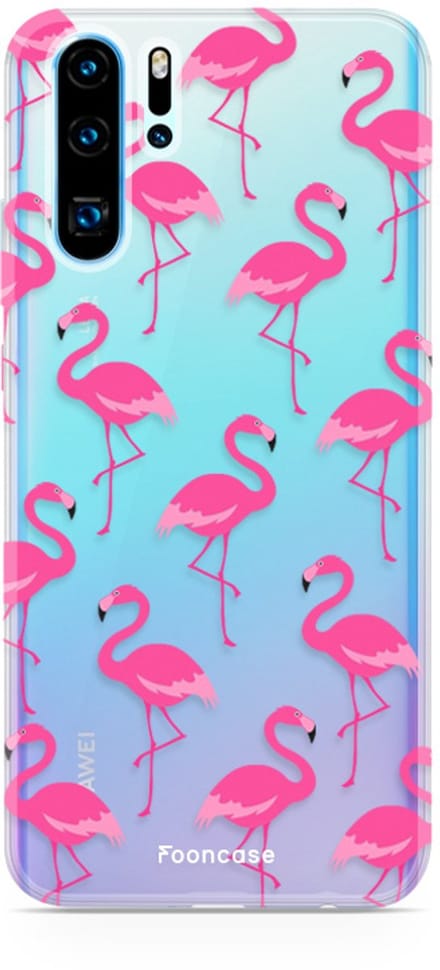 Fooncase Hoesje Geschikt voor Huawei P30 Pro - Shockproof Case - Back Cover / Soft Case - Flamingo