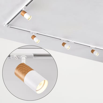 Modern 1-fase railsysteem 3 meter wit mahonie houtoptiek - Linn