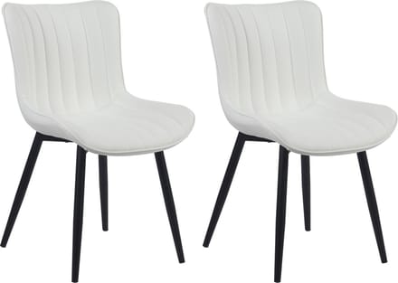 CLP Largo Set van 2 eetkamerstoelen - Zonder armleuning - Metaal frame - wit Kunstleer