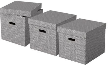 Set van 3 Grote Opbergdozen in Kubusvorm met Deksel - 100% Gerecycled Karton