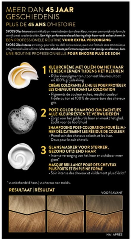 Syoss - Oleo Intense Haarverf 8-60 Honingblond - 3 x 1 stuk - Voordeelverpakking