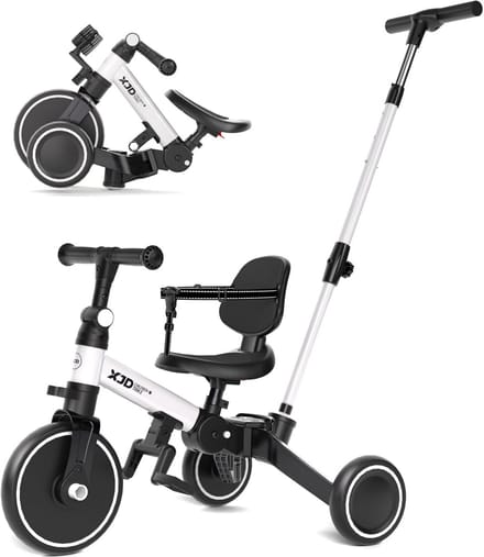 Kinderdriewieler - Loopfiets peuter - Leren fietsen - 5-in-1 functie - 50 x 28 x 65 cm - Wit