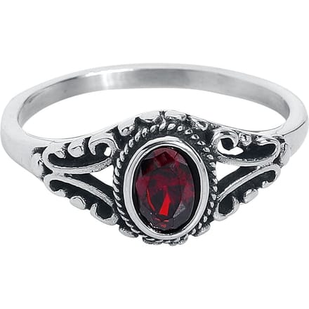 etNox - Gothic Ring - Ruby - voor Vrouwen - zilverkleurig