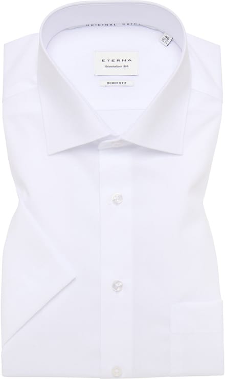 ETERNA modern fit overhemd korte mouw - popeline - wit - Strijkvrij - Boordmaat: 41 (EU maat: L)