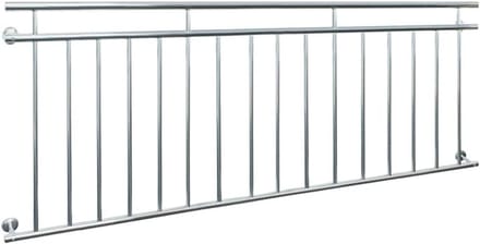 Frans Balkon RVS 225x90 cm - Glanzend Veiligheidsreling met 16 Vulstaven