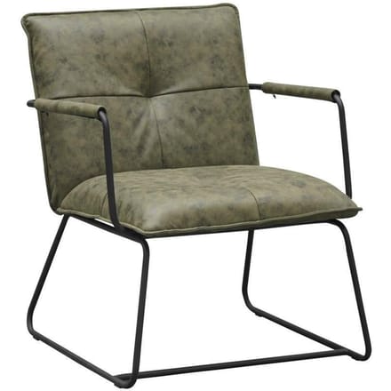 Dimehouse Industriële fauteuil groen eco-leer Hailey - Ecoleer - Design