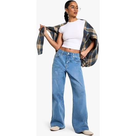 boohoo Dames De Petite Hoge Taille Losse Rechte Jeans | Light Wash | Maat: 6/28L