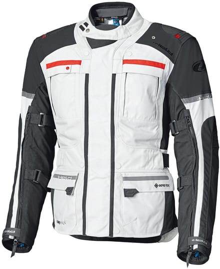 Held Carese Evo GTX Lichtgrijs Rood Textiele Motorjas - Jas