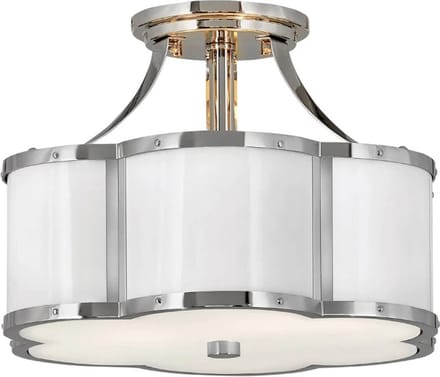 Hinkley LED Plafondlamp Chance | 2X E27 Max 60W | Dimbaar | Polished Nickel with Polished White