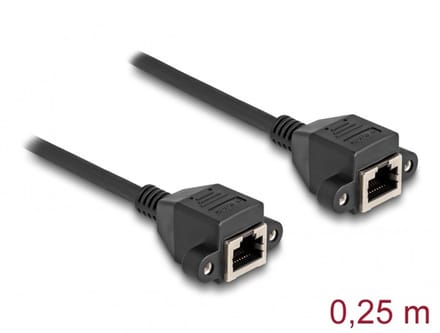 Delock 80197 RJ50 Netwerkkabel, patchkabel Kabel S/FTP 0.25 m Zwart Afgeschermd 1 stuk(s)