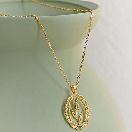 Moderne Vintage Tulp Ketting - Goud Vermeil