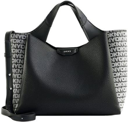DKNY handtas schoudertas Willa Satchel Black / Silver zwart