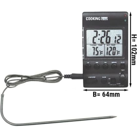 GGM Gastro Braadthermometer met timer - sondelengte: 165mm - -30°C tot +200°C
