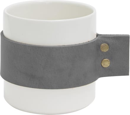 TAK Design Morgan Wrap Me Beker - Incl. Grijs Lederen band - Aardewerk - Ø8,5 x 9 cm - Wit