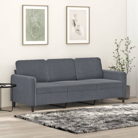 Vidaxl Bank 3-zits, Donkergrijs, 180 Cm, Bekleed met Fluweel