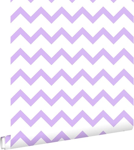 ESTAhome behang zigzag motief paars en wit - 50 x 900 cm - 131484