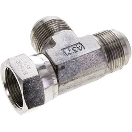 JIC T-koppeling UN 1-5/16''-12 Binnendraad x Buitendraad RVS 250 bar (3512.5psi)