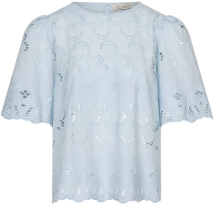 Amaya Amsterdam - Blouse Meggan - Padded Shoulder - Slim Fit - Blue - L