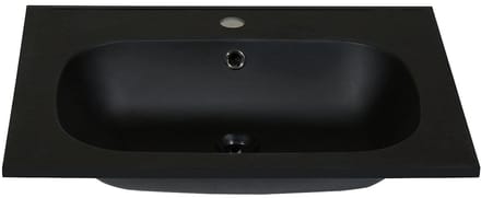 Vente-unique Inbouwwastafel in hars met steenlook - Zwart - L60 x B46 cm - OKIWA