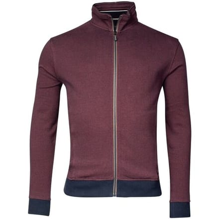 Baileys Vest Two-Tone Jacquard Sweat Cardigan Zip Stone Red / male