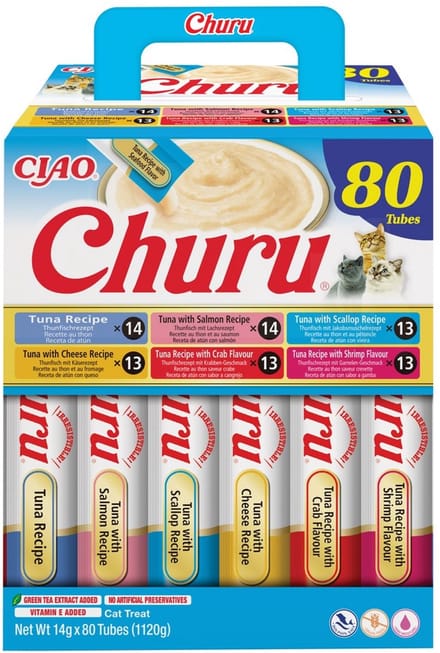 Inaba Ciao Churu Creamy Puree Liquid Kattensnack Tonijn variëteiten 80x14g
