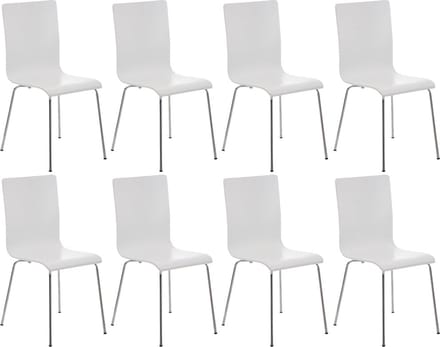 CLP Pepe Set van 8 Wachtkamerstoelen - Houten zitting wit