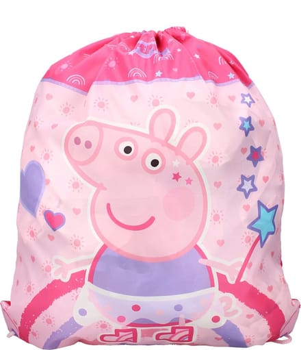 Peppa Pig gymtas/rugzak/rugtas voor kinderen - roze/paars - polyester - 44 x 37 cm