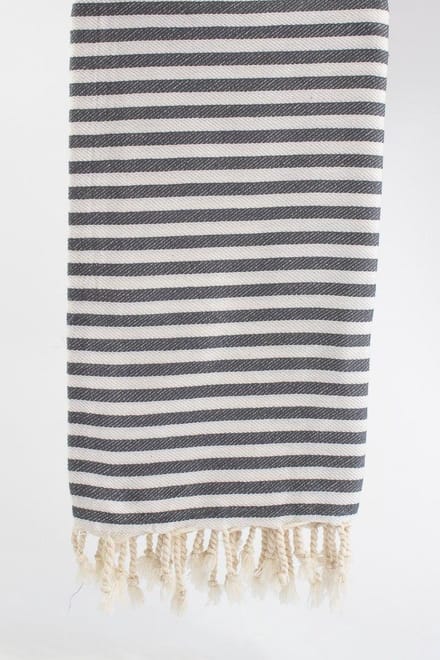 Knidos – Turkse hamamdoek – 100x180 cm – katoen – licht & sneldrogend – donkergrijs