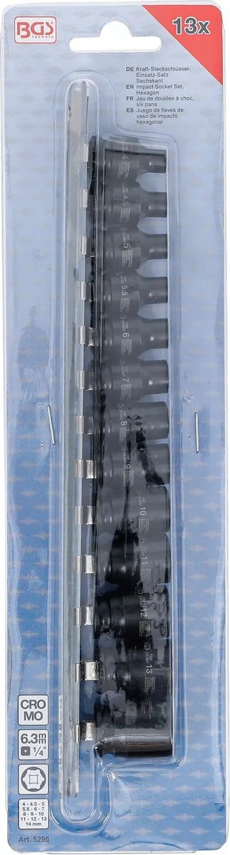BGS Kracht doppenset zeskant - 1/4 - 4 - 14 mm - 13 delig