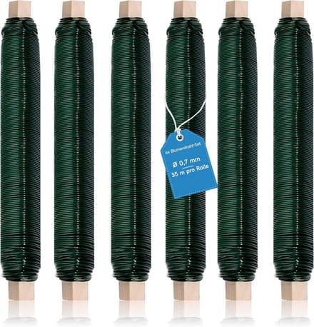 Groene bloemendraad 0,7 mm - 6 rollen van 35 m - Stevige binddraad voor planten en bloemen