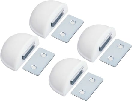 AMIG Deurstop/deurmagneet - 4x - D48mm - zelfklevend - wit - kunststof