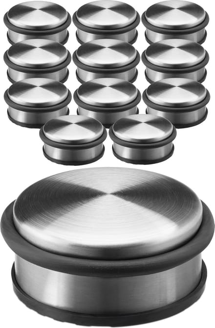 12 x deurstopper - deurstop edelstaal - zilver - antislip onderkant - deurbuffer