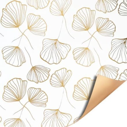 Cadeaupapier 30x200 cm - Celebrate Nature - Wit-Goud - 2 stuks
