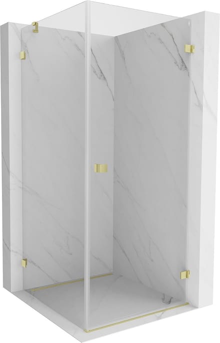Mexen Lunar-B douchecabine scharnierend rechts 80 x 80 , transparant, geborsteld goud - 832-080-080-55-00-P