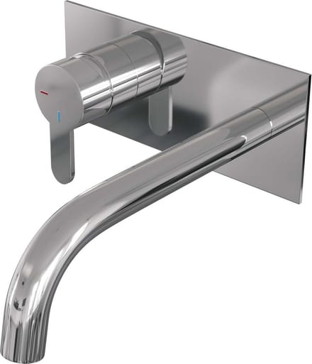 Brauer Chrome Edition inbouw wastafelmengkraan met gebogen uitloop en afdekplaat model D2 chroom