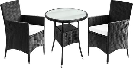 Casaria - Polyrattan Balkon Set 3 Stuks - Kussens 7 cm Dik